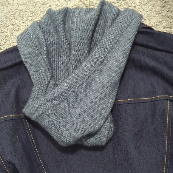 NWT Cinq a Sept Hooded Denim Jacket with Gray Hood - Picture 13 of 14